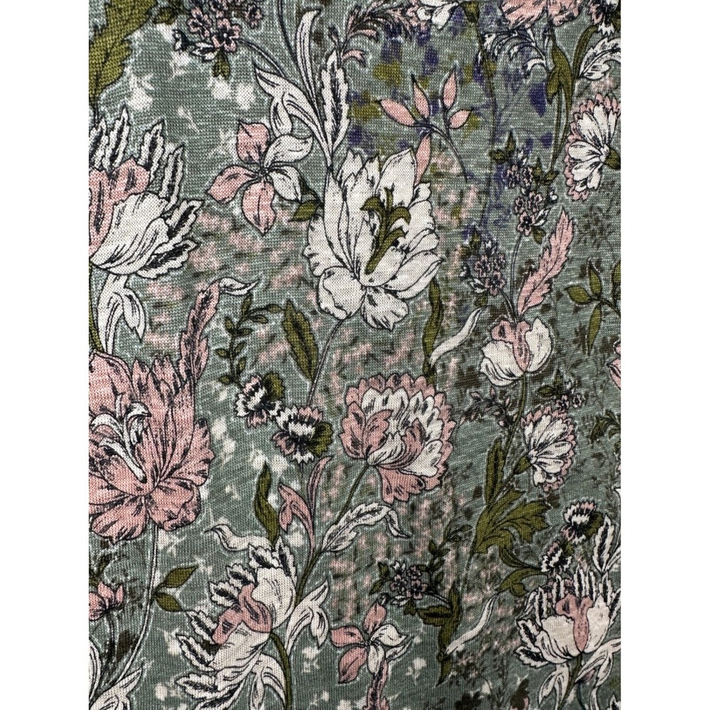 Joie Floral Linen Cap Sleeve Top Green Pink White Casual Women's Small Coastal - Picture 7 of 9
